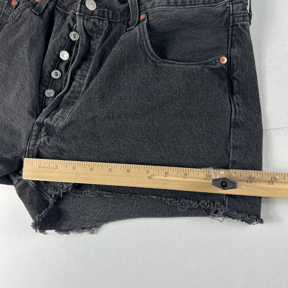 Levi's Jean Short Women 34 501 High Rise Black Cut Off Cotton Denim Jorts Tag 34 - Picture 13 of 16